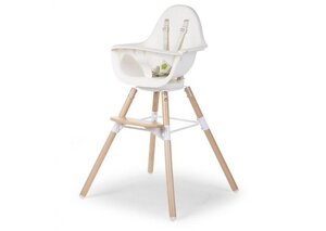 Childhome Evolu One.80° söögitool 2in1 turvakaarega, Natural White - Nuna