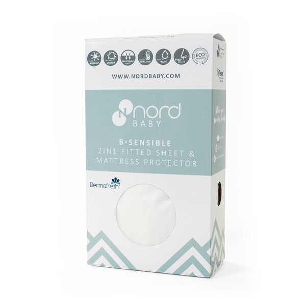 Nordbaby 2in1 fitted sheet 60x120cm, White - Nordbaby