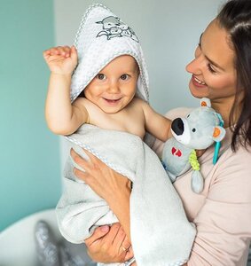 BabyOno bamboo hooded towel 100x100cm, Grey - BabyOno