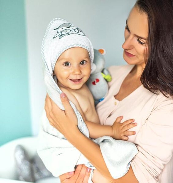 BabyOno bamboo hooded towel 100x100cm, Grey - BabyOno