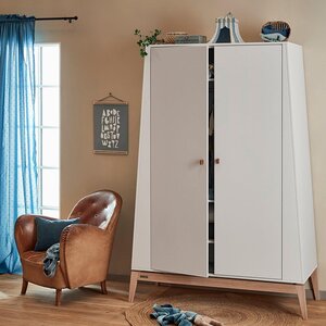 Leander Luna riidekapp 190x130cm, White Oak - Leander