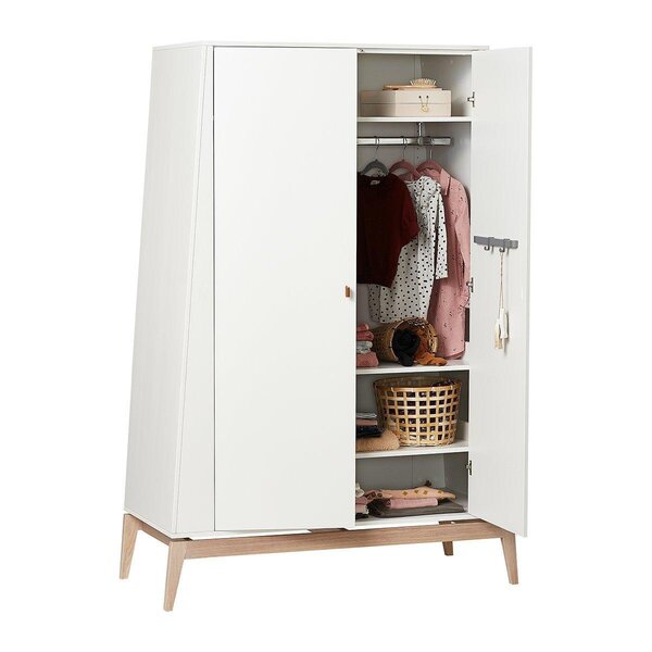 Leander Luna riidekapp 190x130cm, White Oak - Leander