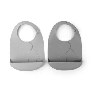 Done by Deer Peekaboo bib 2-pack Elphee, Grey - Color Kids