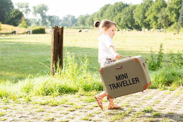 Childhome Mini traveller kids suitcase canvas Kaki - Childhome