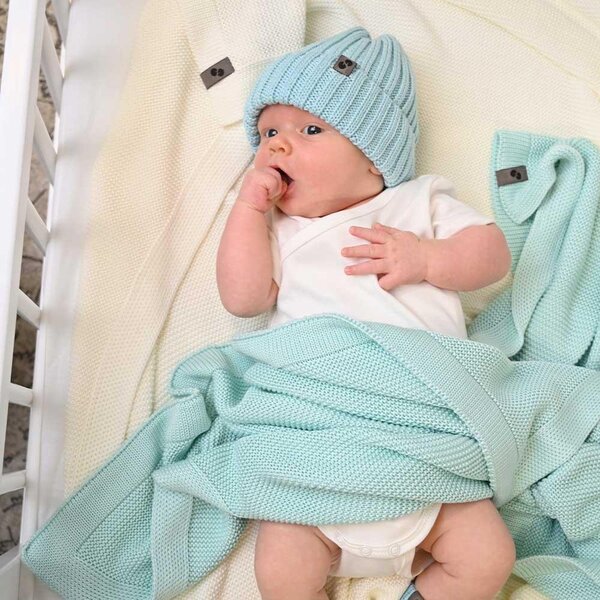 Nordbaby Knitted Bamboo Blanket 100x80cm, Bambi Mint - Nordbaby