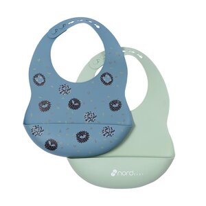 Nordbaby silicone bib 2pcs, Hedgehog - Nordbaby