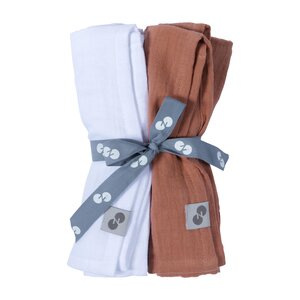 Nordbaby musliinist suulapp 2tk Swatri, Natural White/Terracotta - Nordbaby