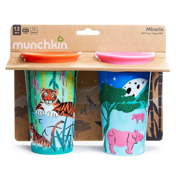 Munchkin harjutustass 360Miracle, 266ml Rhino/Tiger, 2tk  - Munchkin