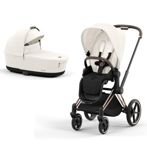 Cybex Priam V4 vežimėlio komplektas Off White + Frame Rose Gold - Cybex