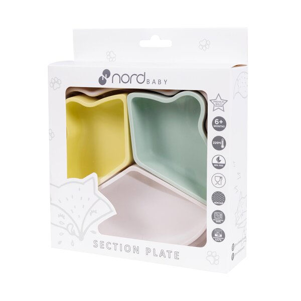 Nordbaby silikoonist sektoritega kauss, Yellow/Mint - Nordbaby