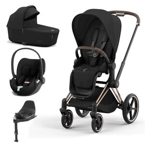 Cybex Priam V4 kомплект коляски 4in1 Sepia Black, Rose Gold + Cloud T+ база T - Cybex