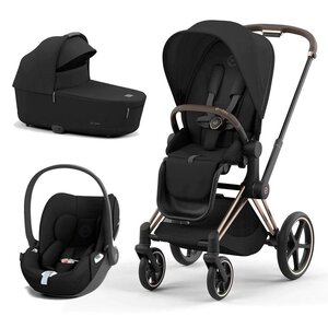 Cybex Priam V4 Rose Gold vežimo komplektas 3in1 Sepia Black su Cloud T Plus Sepia Black kėdute - Cybex