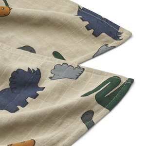 Liewood musliin suulapp 65x65cm, Dinosaurs / Mist - Liewood