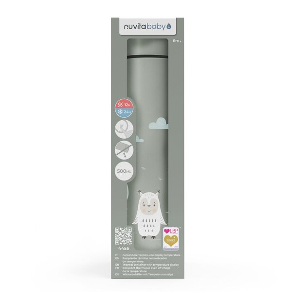 Nuvita roostevabast terasest termos LED 500ml, Sage Green - Nuvita