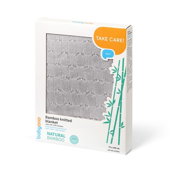 BabyOno bamboo knitted blanket 75x100cm, Grey - BabyOno