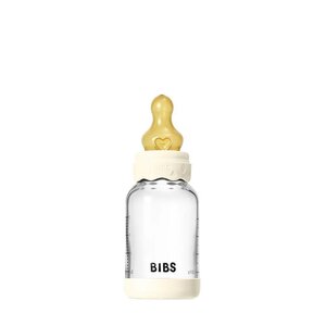Bibs Glass Baby Bottle, 120ml Slow Flow Ivory - Bibs