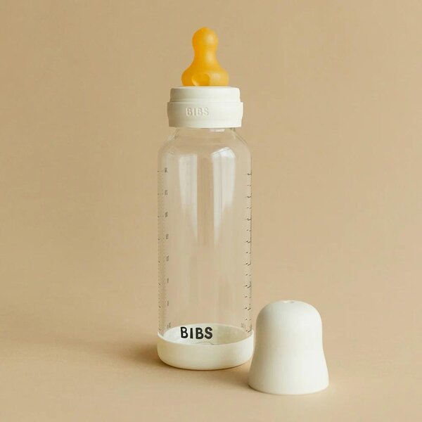 Bibs Glass Baby Bottle 240ml, Medium Flow Ivory - Bibs
