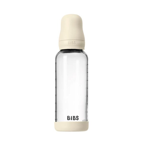 Bibs klaasist lutipudel 240ml, Ivory (keskmise vooluga) - Bibs