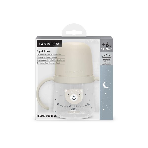 Suavinex sangadega joogipudel 150ml, (6+kuud) Wild & Free Grey - Suavinex