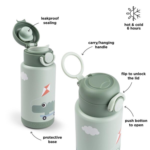 Done by Deer Insulated bottle  340ml, Playground Green - Done by Deer