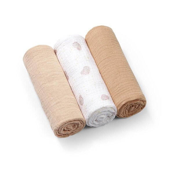 BabyOno musliinist mähkimislinad 70x70cm, Beige 3tk - BabyOno