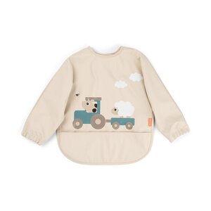 Done by Deer sleeved pocket bib Tiny farm Sand - Done by Deer