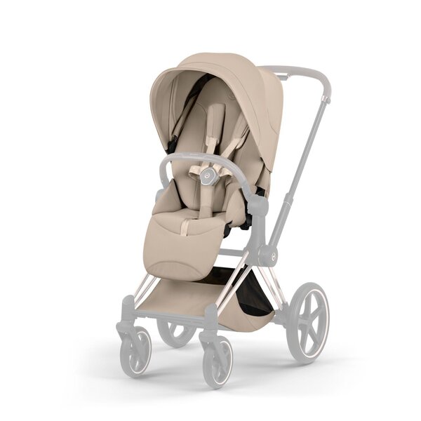 Cybex Priam Style Fold Cot 3in1 Travel System Bundle, Cozy Beige - Cybex