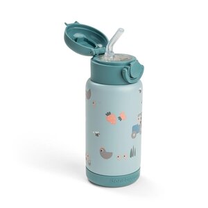 Done by Deer kõrrega termos Tiny farm 340ml Blue - Nuvita