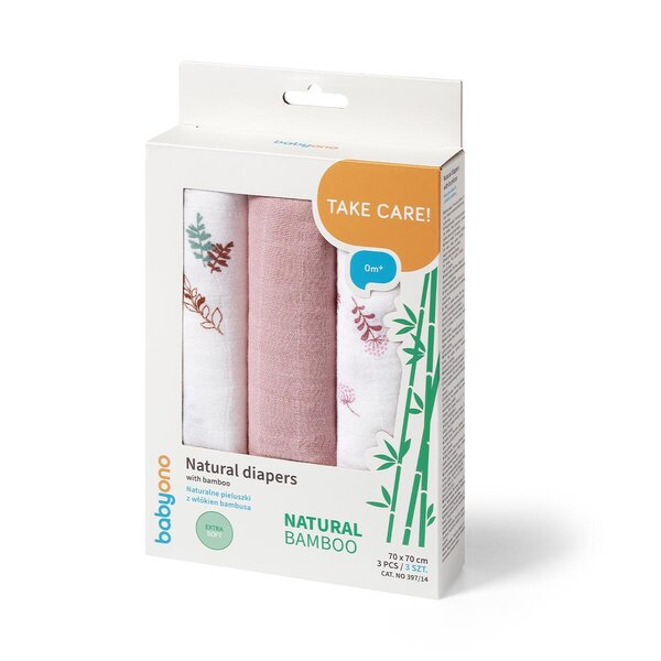 BabyOno bambusest suulapid 3tk, Pink - BabyOno