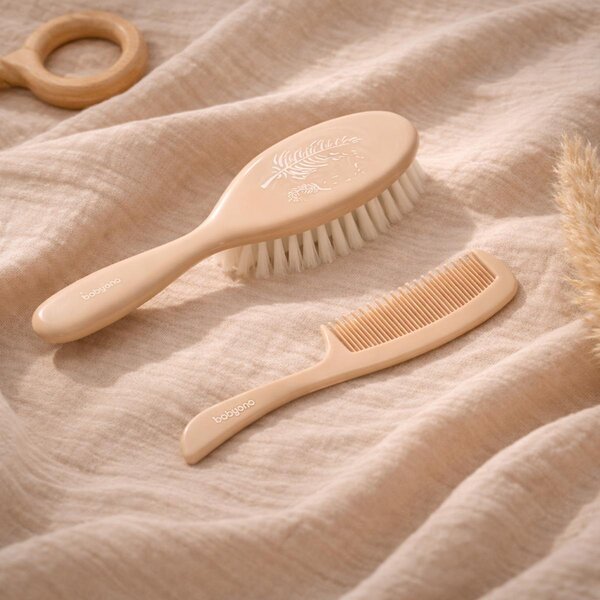 BabyOno hairbrush and comb, super soft bristle Beige - BabyOno