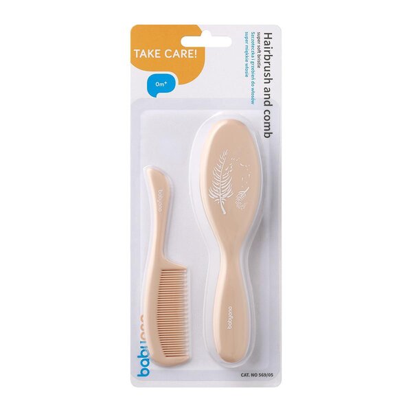 BabyOno hairbrush and comb, super soft bristle Beige - BabyOno