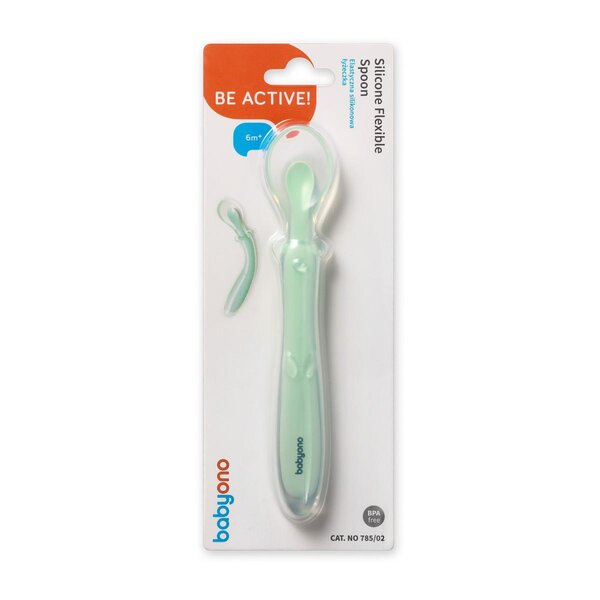 BabyOno silicone flexible spoon Green - BabyOno