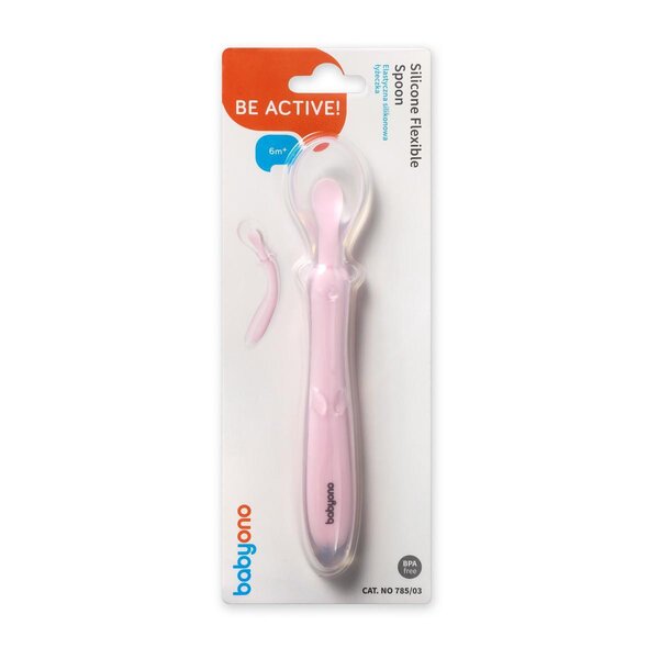 BabyOno silicone flexible spoon Pink - BabyOno