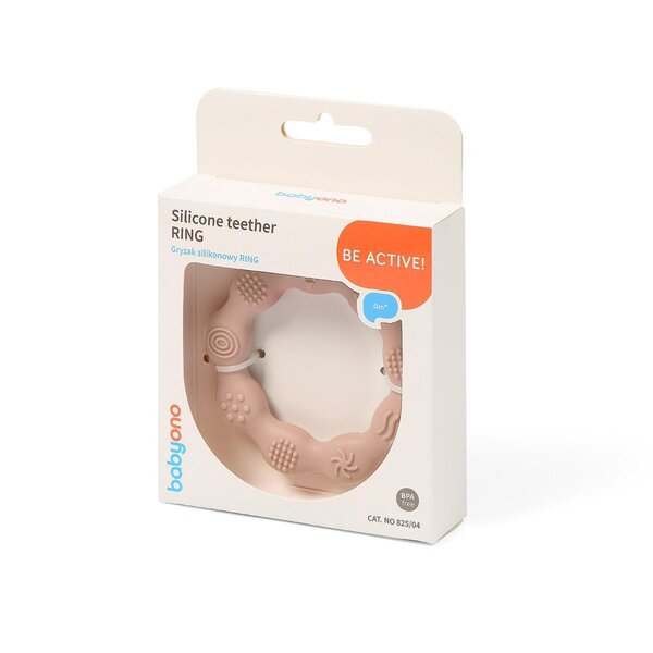 BabyOno silicone teether Ring Beige - BabyOno