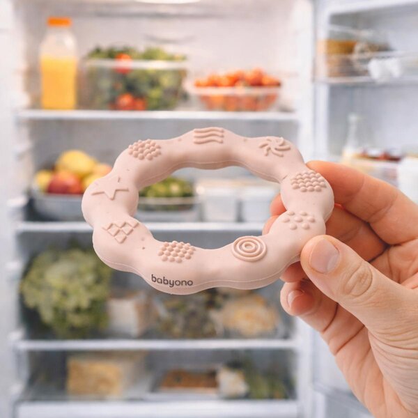 BabyOno silicone teether Ring Beige - BabyOno