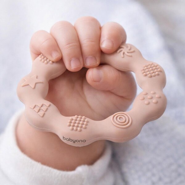 BabyOno silicone teether Ring Beige - BabyOno