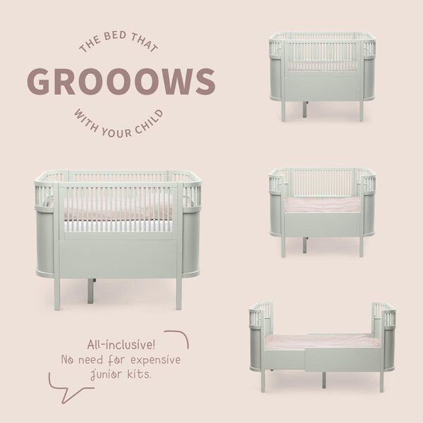 Sebra baby-Jr. bed, Baby & Jr., Mist Green - Sebra