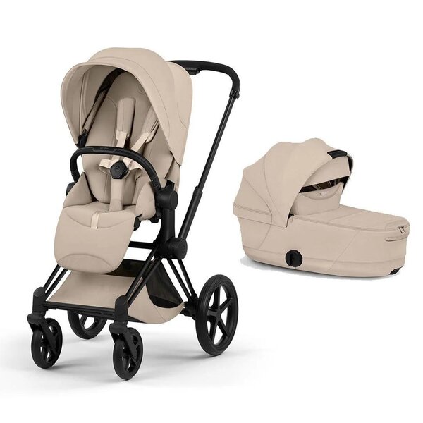 Cybex Priam Style Fold Cot 3in1 Travel System Bundle, Cozy Beige - Cybex